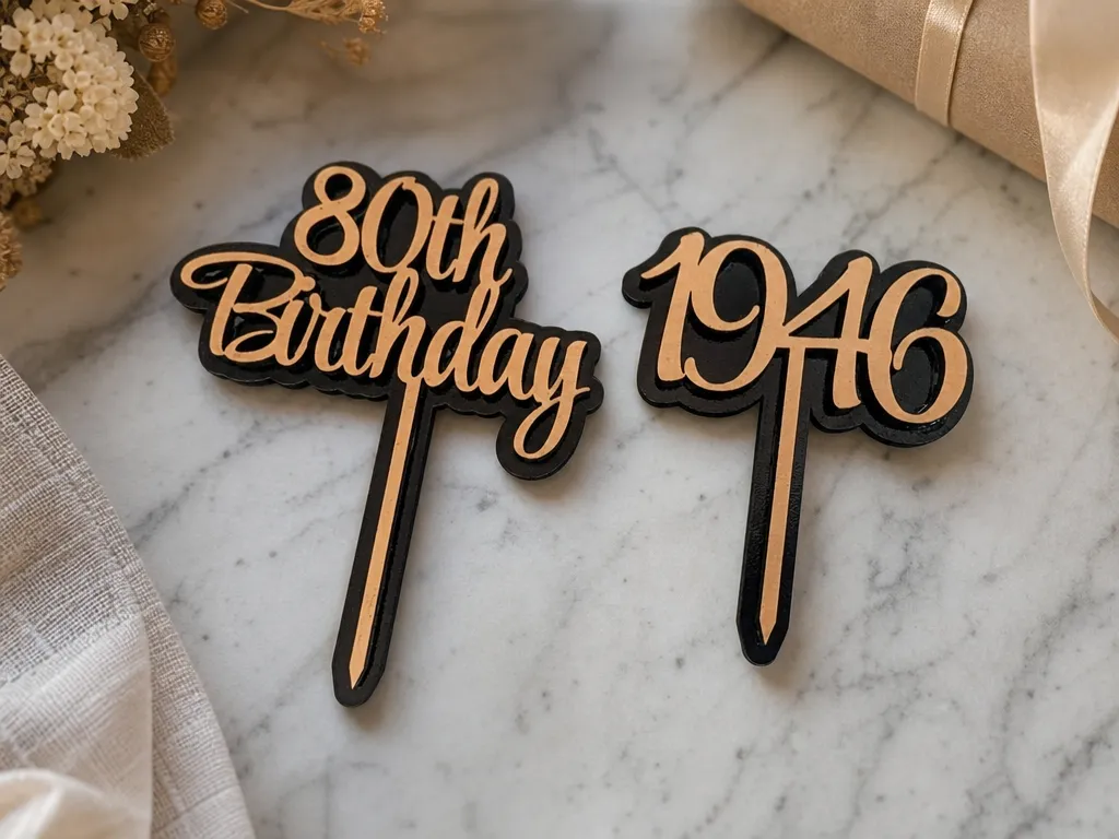80th birthday and 1946 cup cake toppers