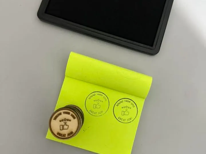 Teacher Says Great Job Thumbs Up Rubber Stamp