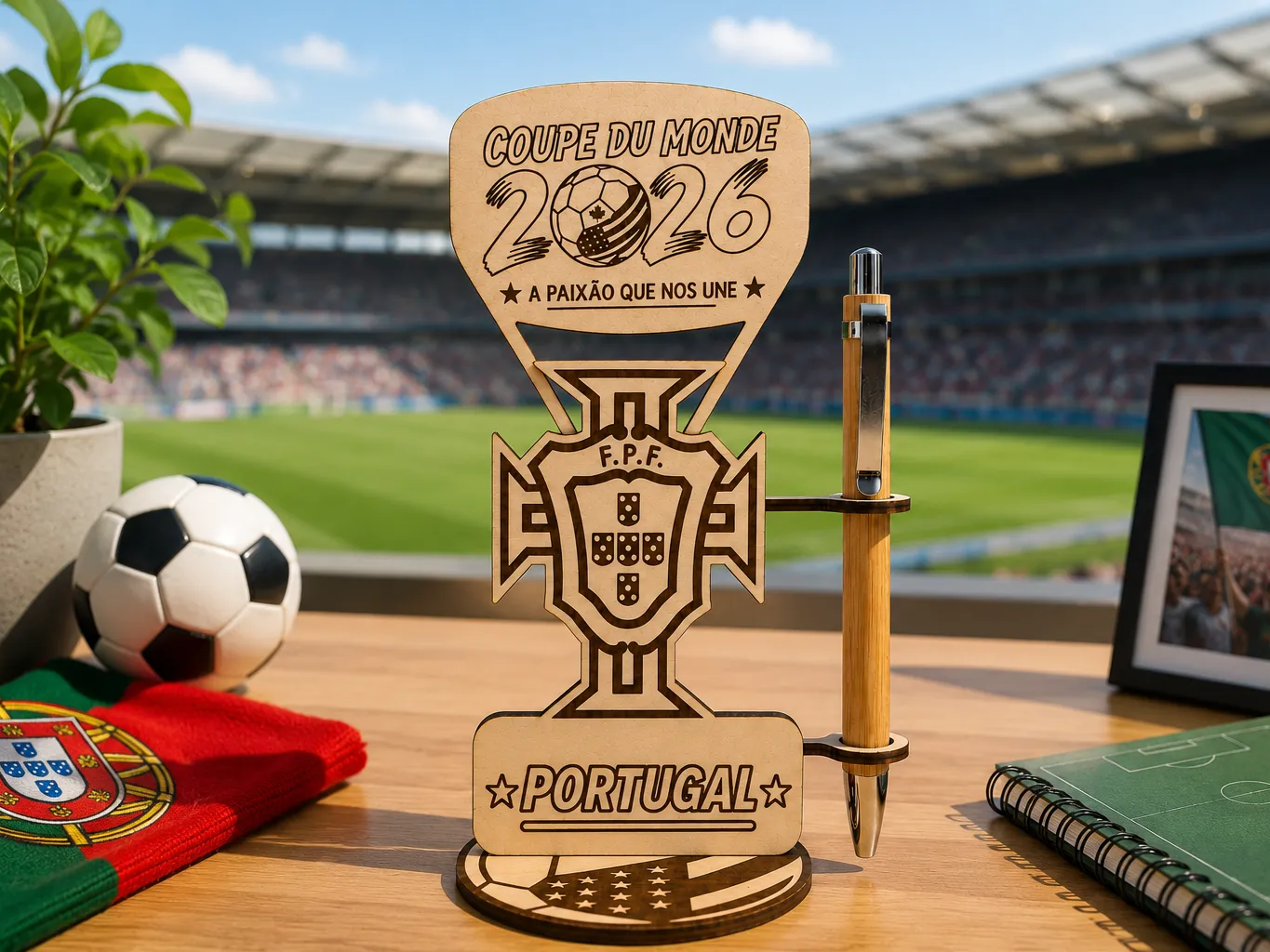 Porte-stylo Coupe du Monde 2026 aux couleurs du Portugal - Free