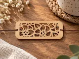 [Laser cut and engrave] Floral Pattern Wooden Bookmark with Cord