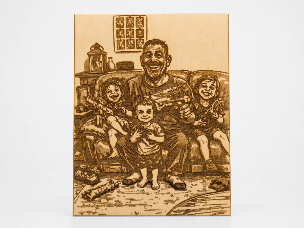 Engraving of AI photo Grandsons