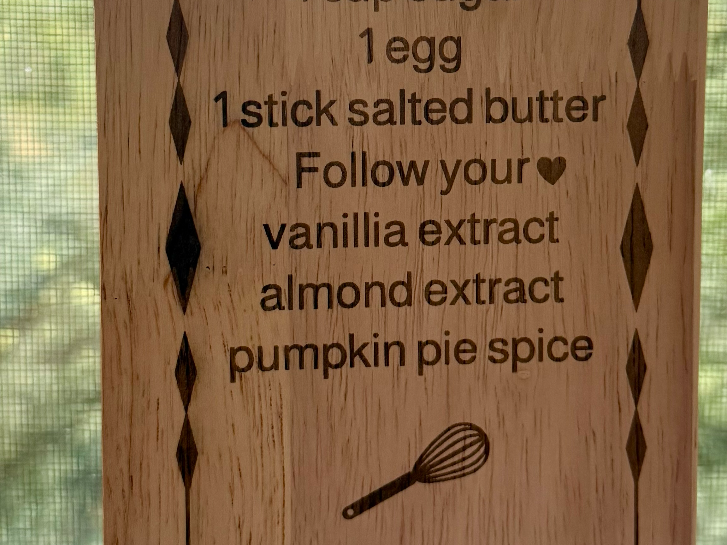 Wooden Kitchen Recipe Sign with Baking Ingredients
