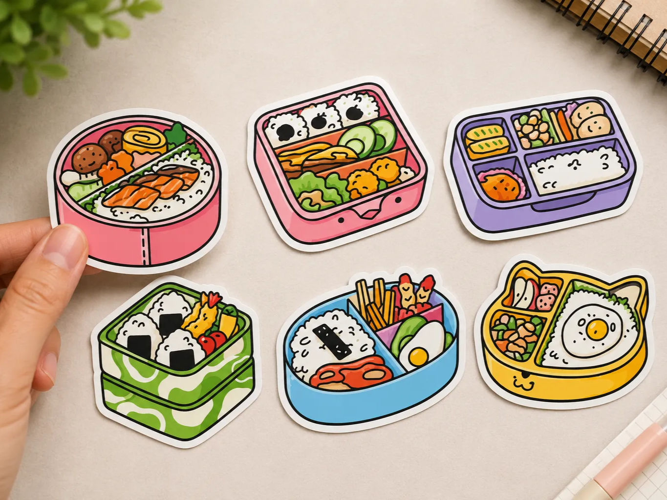 Cute Kawaii Bento Box Food Illustration Stickers