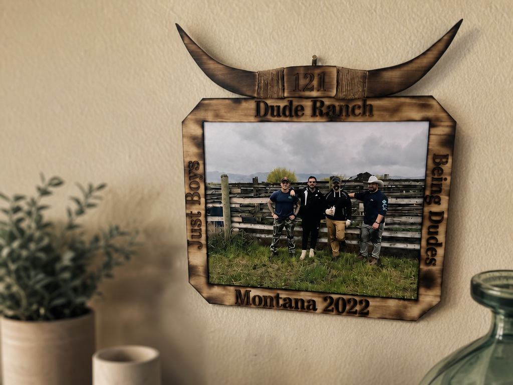 Western Longhorn Cowboy Picture Frame