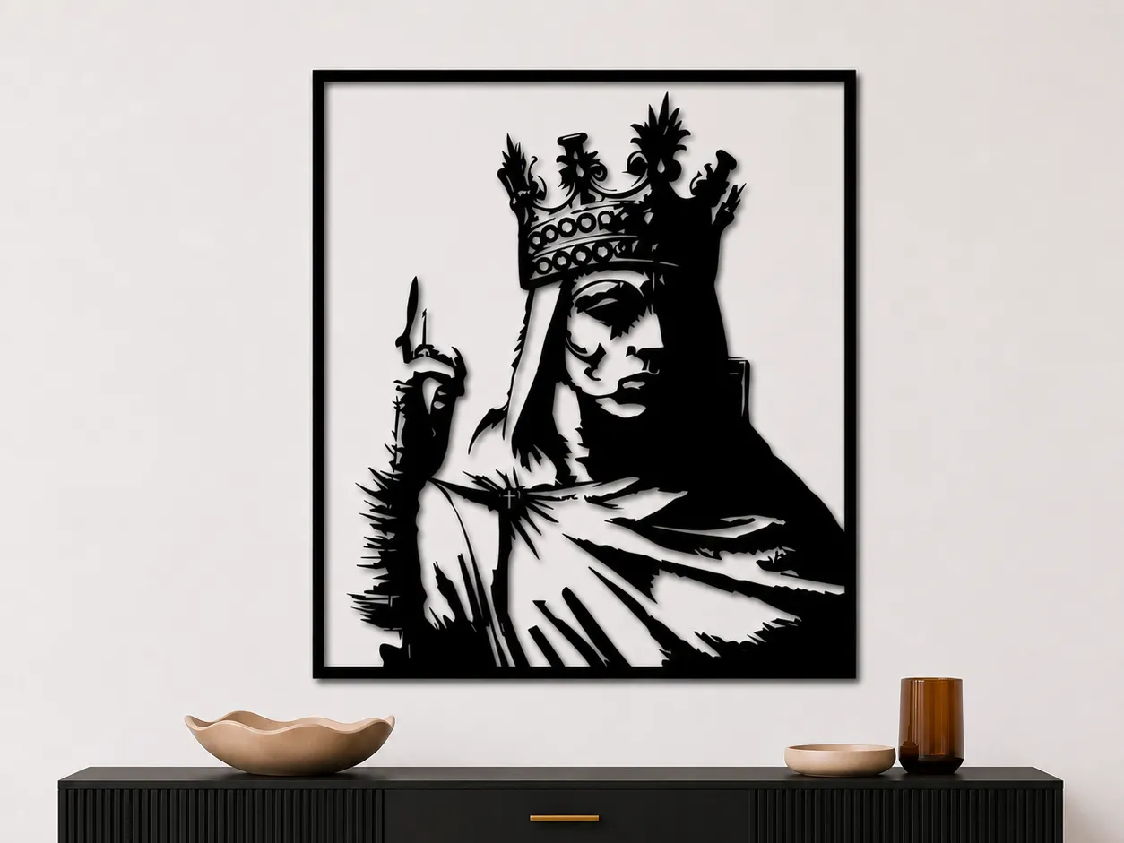 King Wall Art SVG | Medieval Crowned Monarch Laser Cut Design | Royal Portrait Decor | Historic King SVG | Digital Download