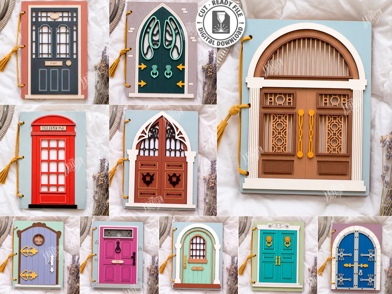 Decorative Door Themed Scrapbook Album Covers Laser Cut Bundle. Door Shaped. Decorative Book Cover