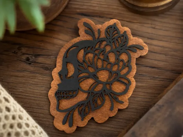 Floral Skull Wooden Wall Art Plaque
