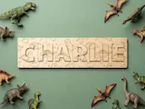 [Laser cut and engrave] Dinosaur Wooden Kid's Name Puzzle