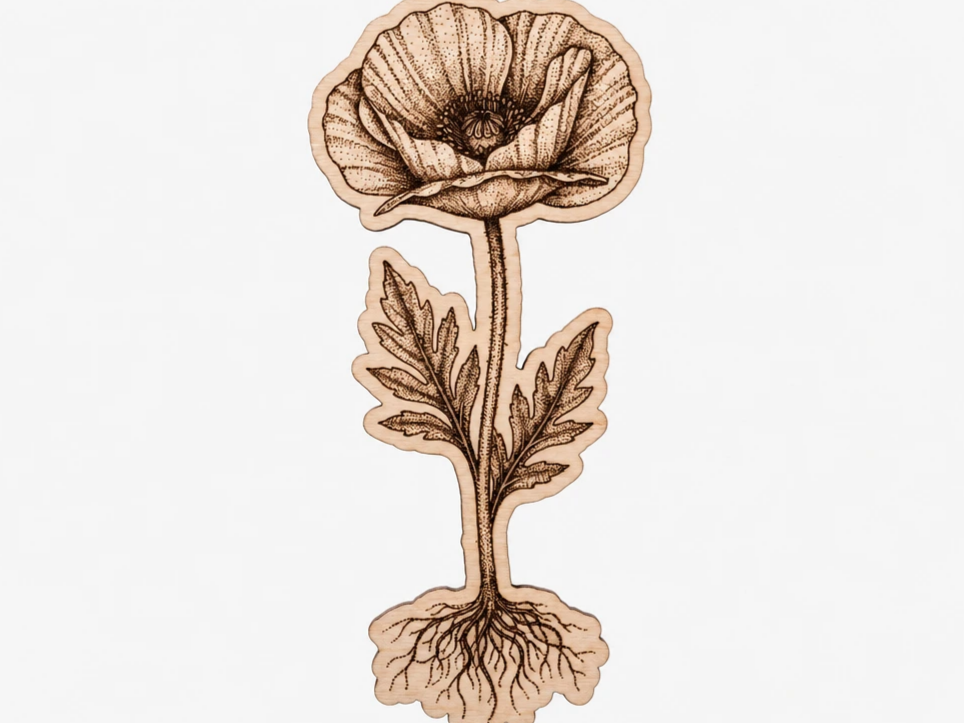 Poppy Flower with Roots