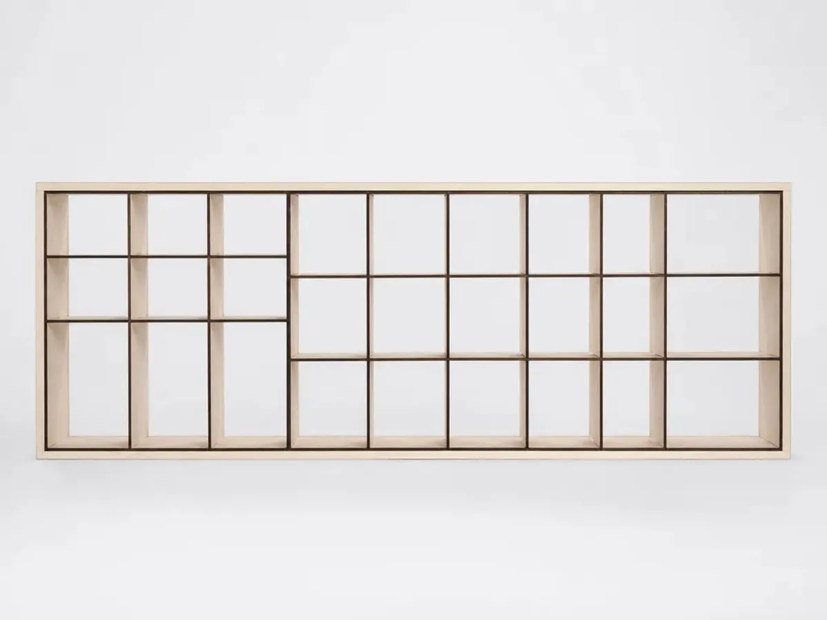 [Laser cut and engrave] Wooden Grid Wall Shelf with Multiple Compartments