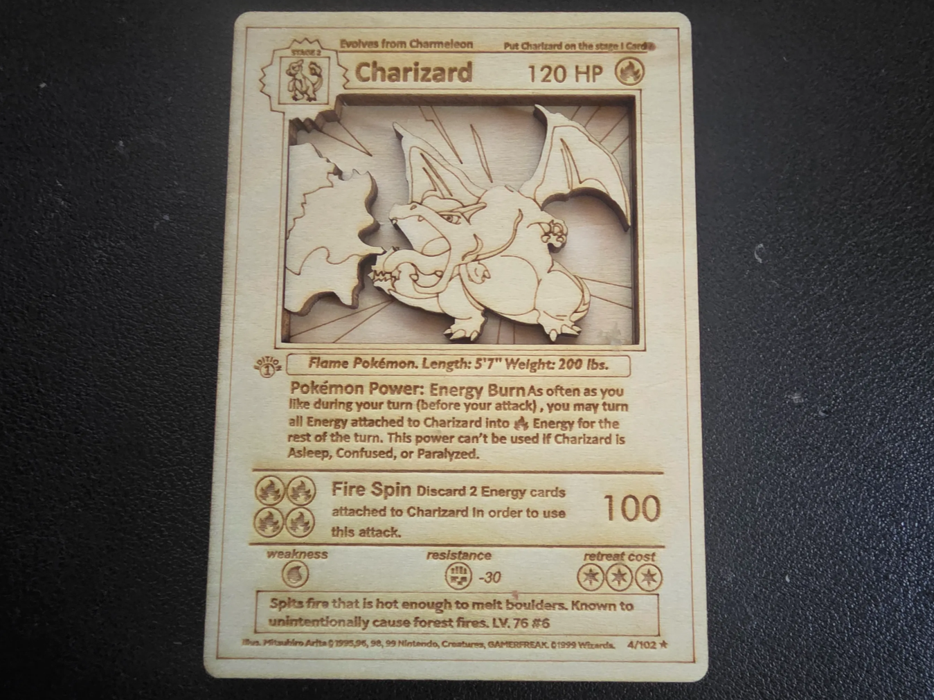 Charizard Wooden Pokémon Card