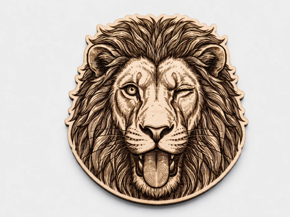 Winking Lion Head Wall Art Plaque - funny
