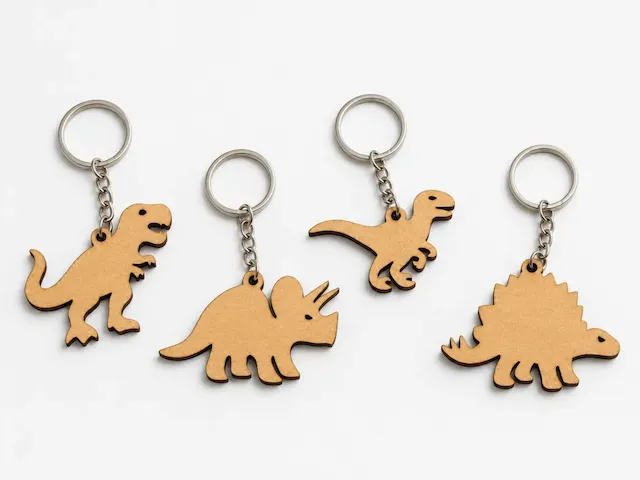 Set of Four Dinosaur Shaped Keychains