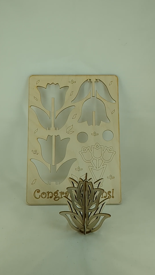 [Laser cut and engrave] Birthday Card Tulip Laser Cut Template, Design Greeting Cards, Laser Cutting Project