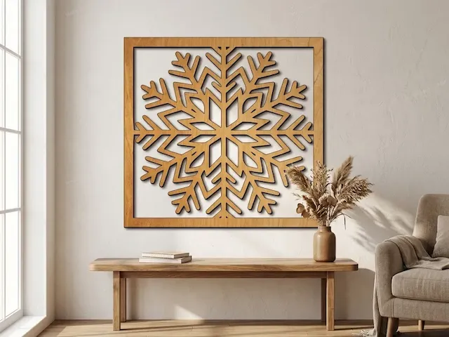Square Framed Snowflake Wall Art
