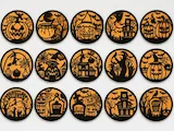 [Laser cut and engrave] Halloween Themed Round Wooden Wall Art Ornaments