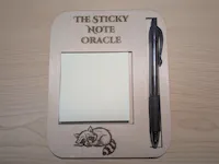 [Laser cut and engrave] 🦝 Sticky Note Oracle Desk Holder with Pen Slot | Layered Laser Cut Birch Plywood Back to School Organizer
