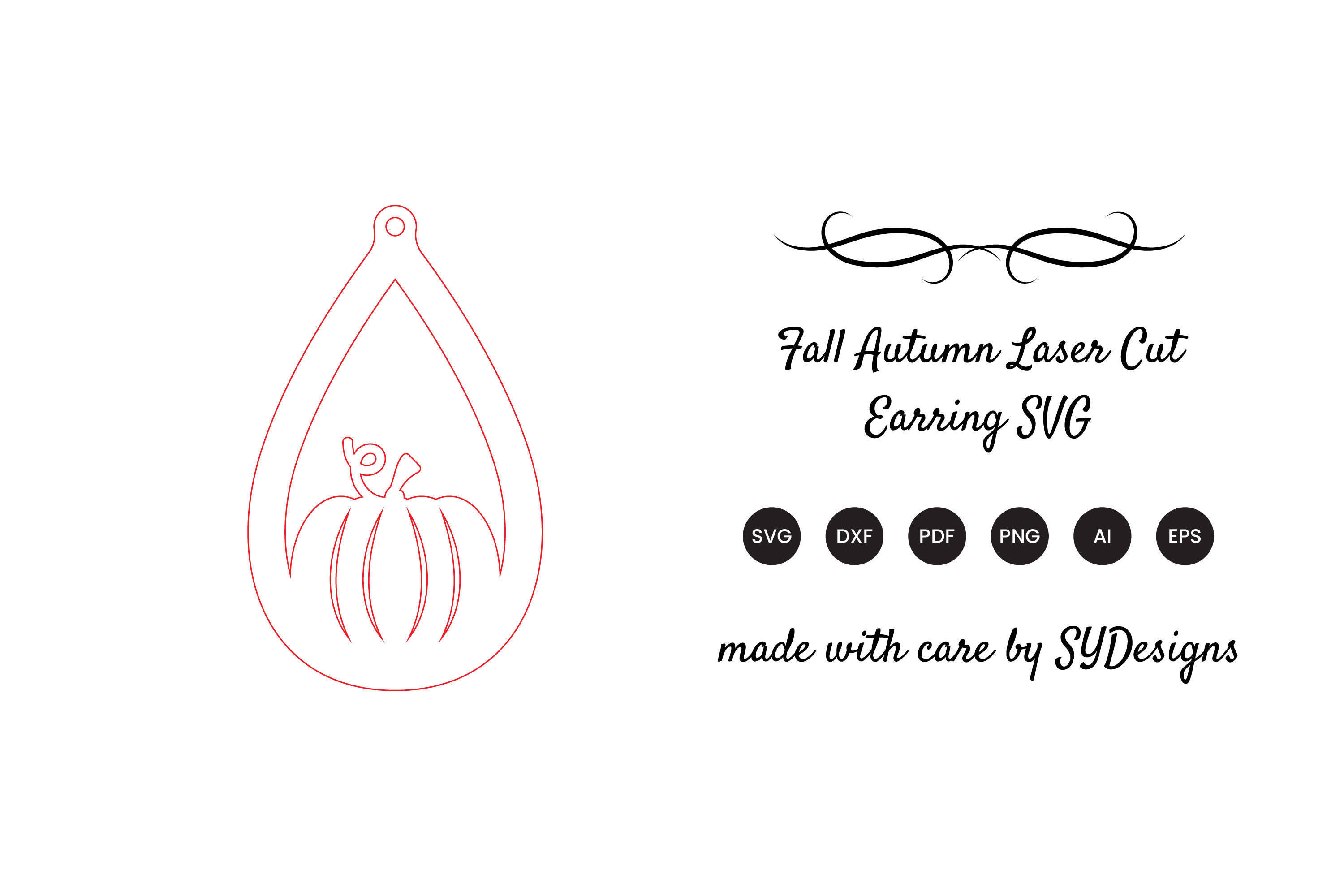 [Laser cut and engrave] Teardrop Pumpkin Earrings