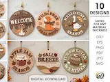 [Laser cut and engrave] 3D Fall Round Signs Bundle. Autumn Door Hanger Laser Cut Files. Farmhouse Wall Decor. Seasonal Wood Sign. Cozy. Welcome Home Decor SVG