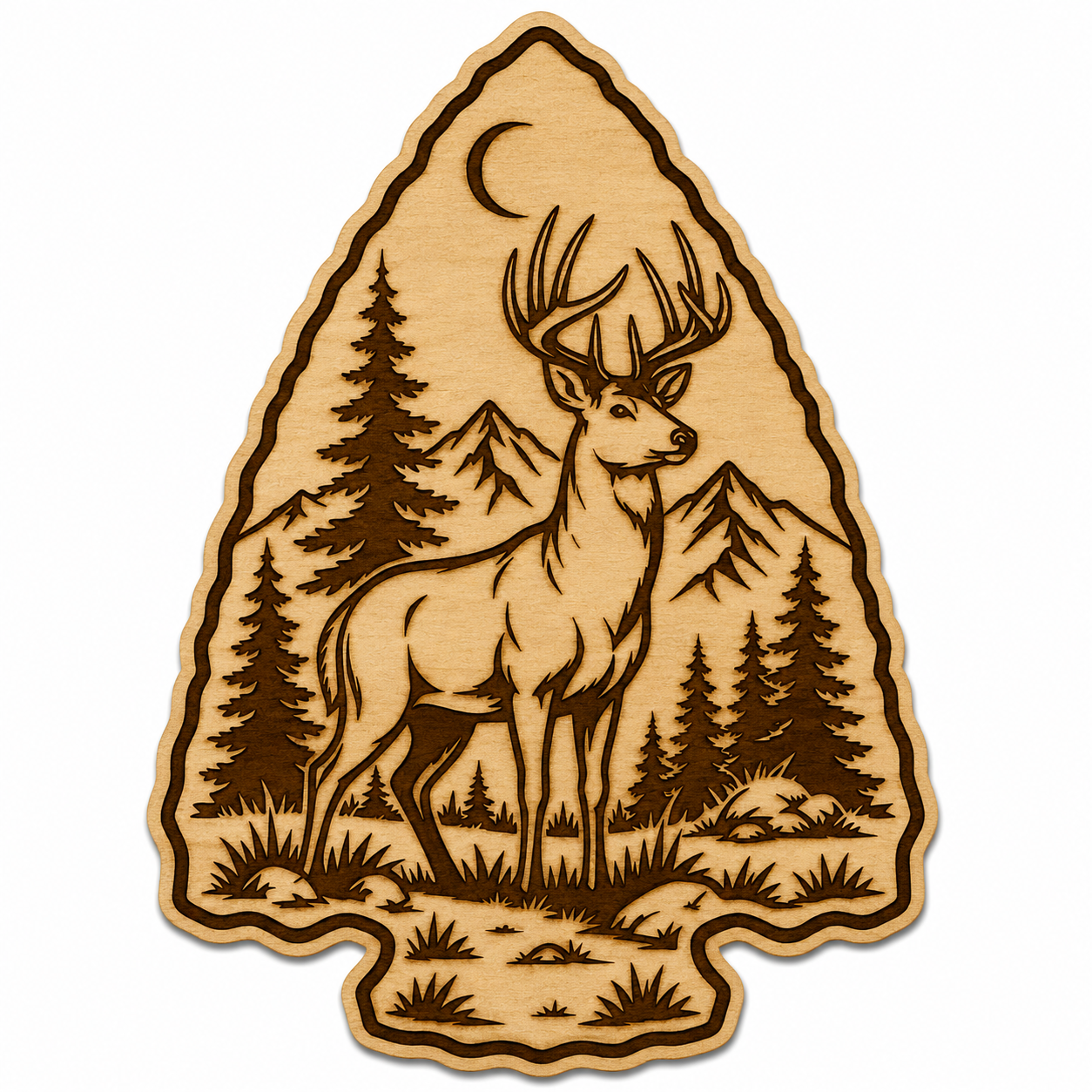 [Laser cut and engrave] Native American Arrowhead Deer SVG XCS | Woodland Wildlife Laser Cut Wall Art | Rustic Wooden Decor | Glowforge xTool Digital File