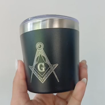 Laser-engraved Masonic design - logo - logotype