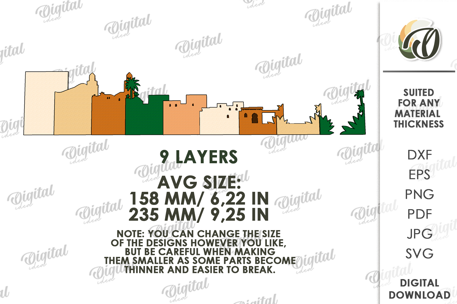 [Laser cut and engrave] 3D Layered Cityscape Decors Bundle. Coastal Village Wall Art Lasercut Files. Mediterranean Urban Shelf sitter. Tropical Architecture. Summer
