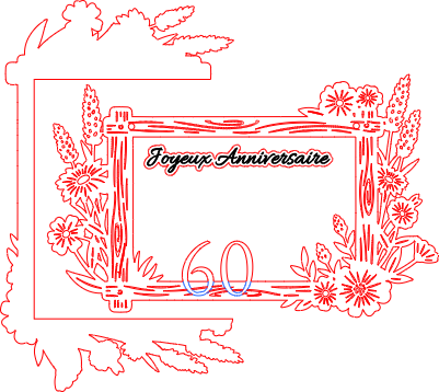 cadre photo fleurs 60ans.xs