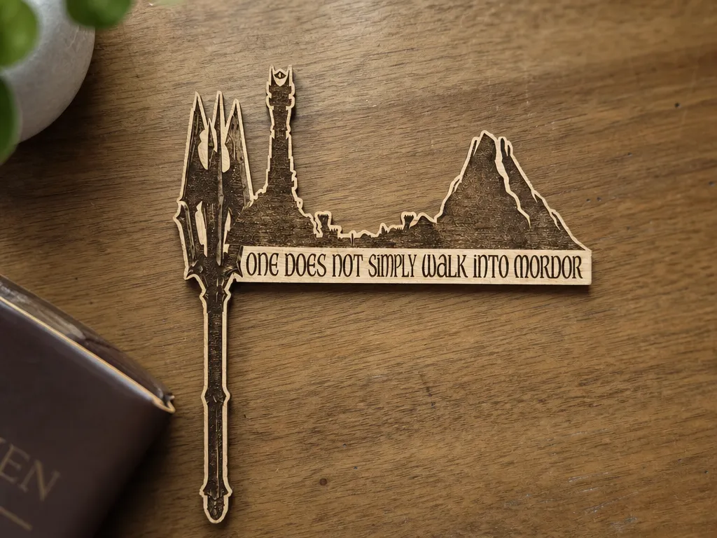 Lord of the Rings Mordor Quote Bookmark or door decoration with Barad-dur and Mount Doom