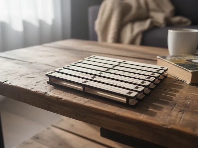 Dessous de verre en forme de palette en bois