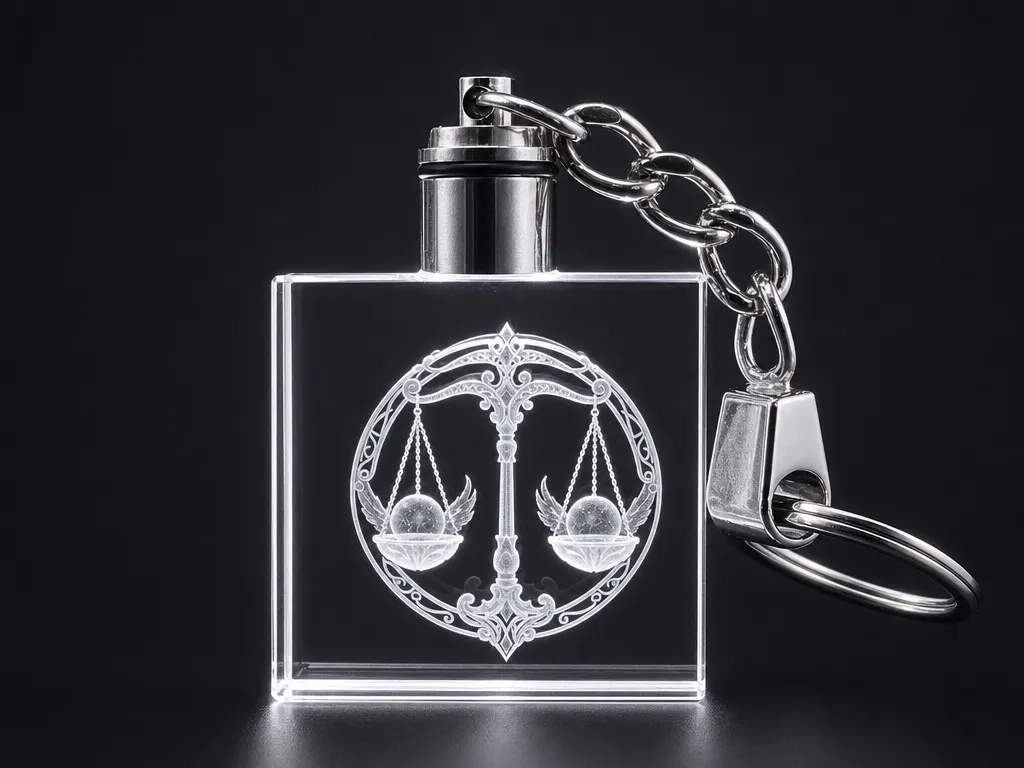 Schlüsselanhänger aus Glas mit Sternzeichen Waage Motiv
