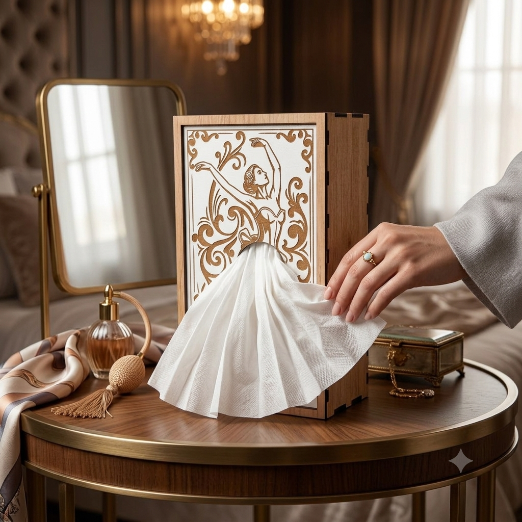 [Laser cut and engrave] Ballerina Laser Cut Tissue Box Files – Dance Decor svg