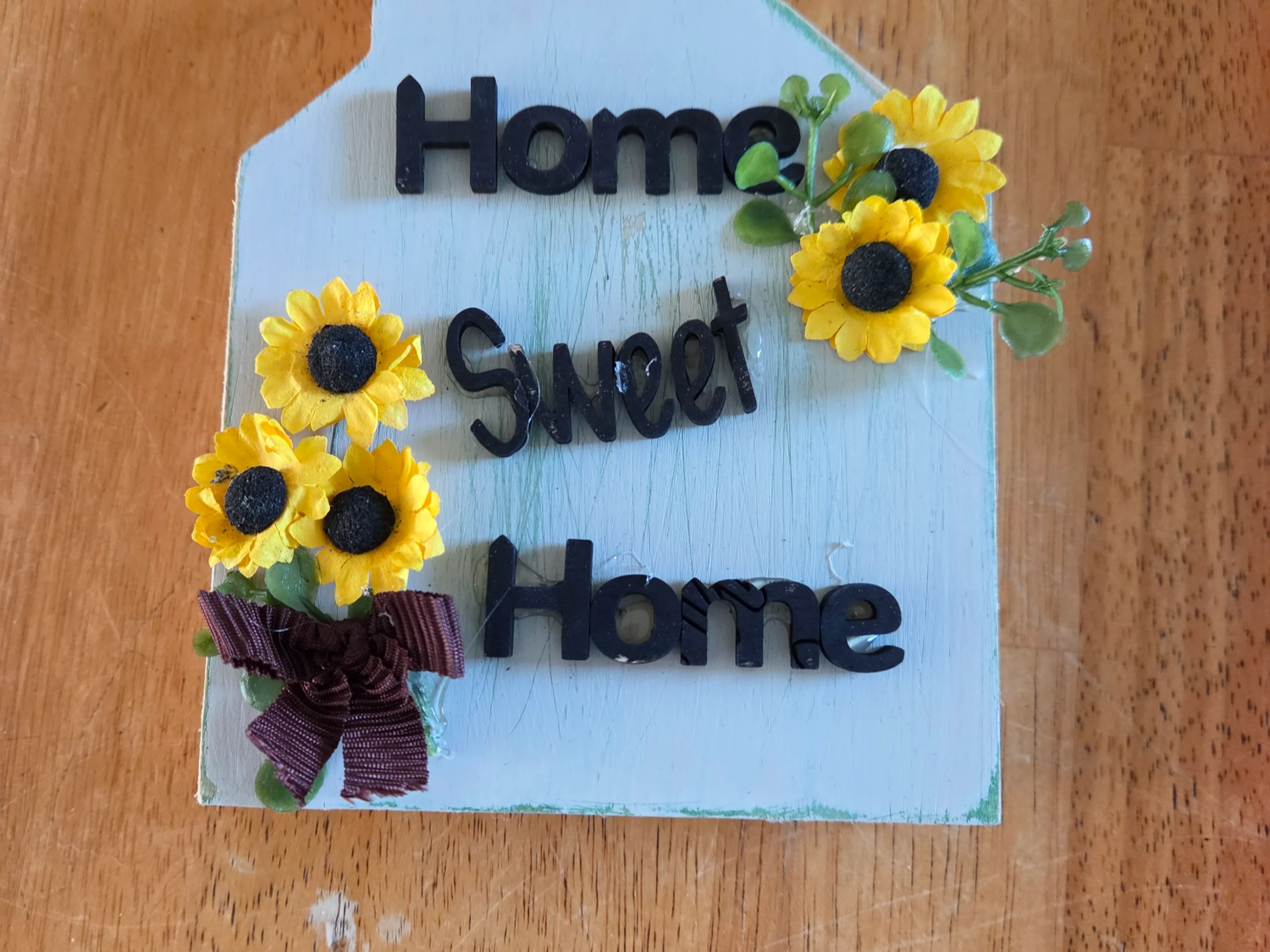 Home Sweet Home Wooden Wall Sign with Sunflower Accents
