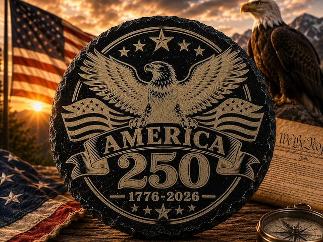 America 250 Bald Eagle | 1776-2026 Patriotic Laser Engraving Design