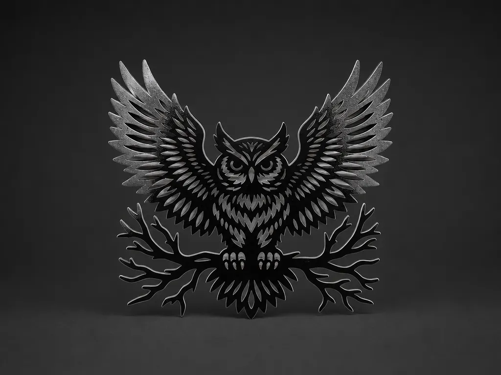 Wall Art Featuring a Majestic Owl Perched on Branches