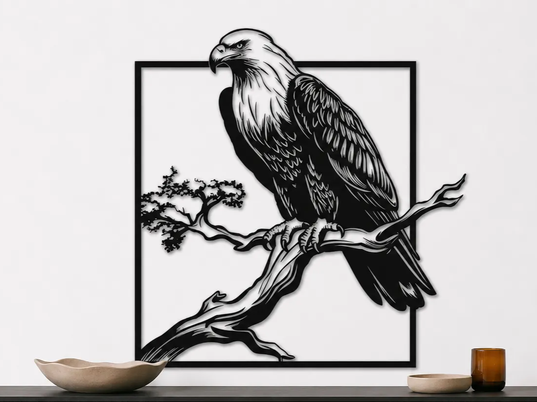 Bald Eagle Wall Art SVG | American Eagle Silhouette | Patriotic Bird Decor | Wildlife Laser Cut SVG | Digital Download