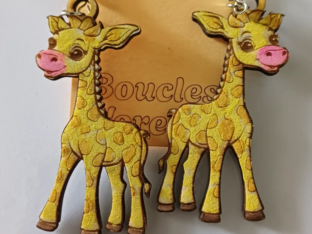 Boucles d'oreilles pendantes en forme de girafe pour enfant