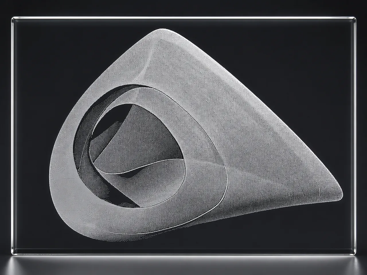 [Laser cut and engrave] Abstract geometric glass block with internal 3D spiral sculpture