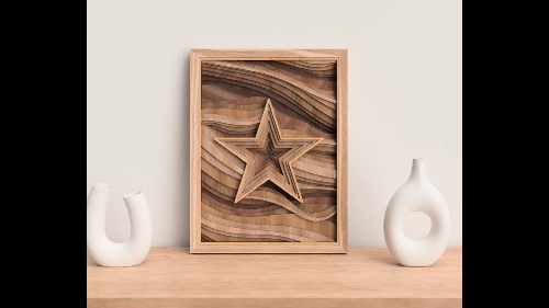 [Laser cut and engrave] 3D Layered Star Design: Laser Cut SVG Template (Digital Download)