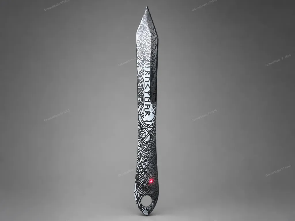 Ragnar Norse Viking Style Metal Throwing Knife with Intricate Knotwork