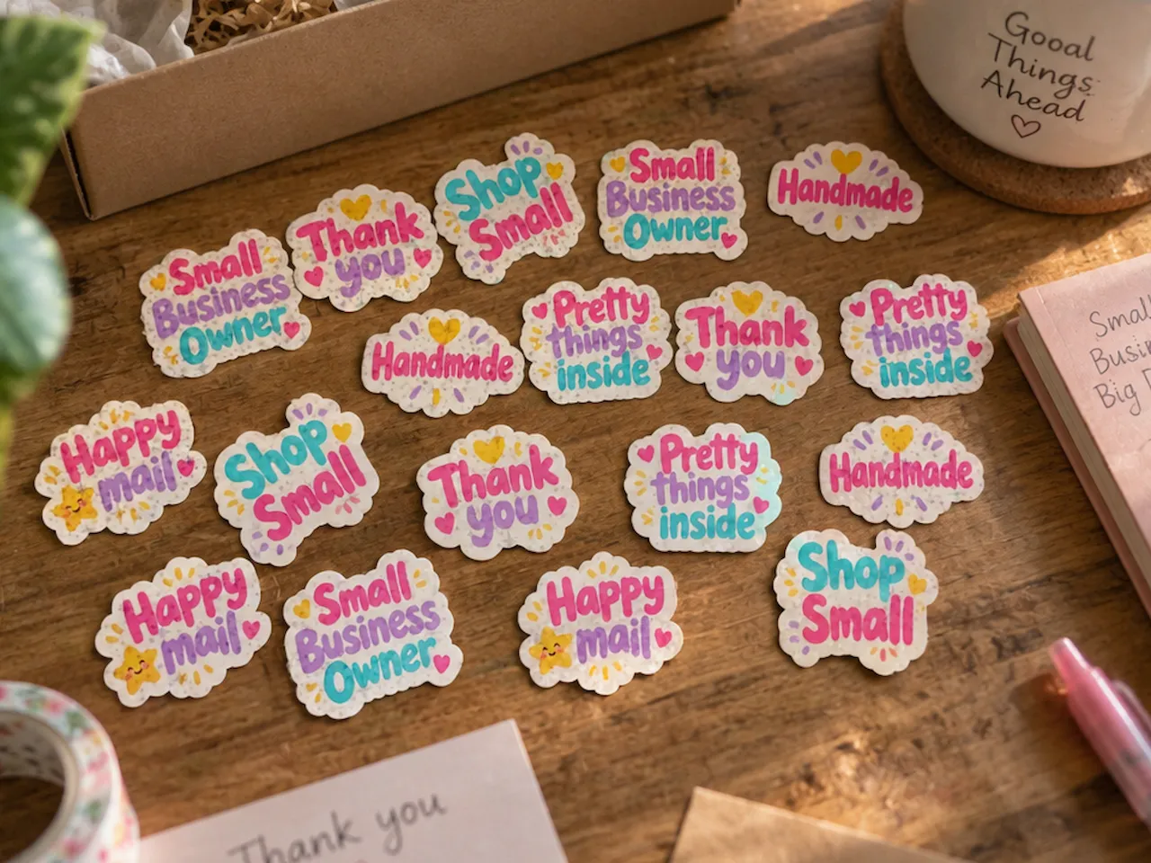 [Laser cut and engrave,Inkjet printing] Small business Sticker Sheet