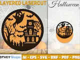 [Laser cut and engrave] Halloween Themed Round Wooden Wall Art Ornaments