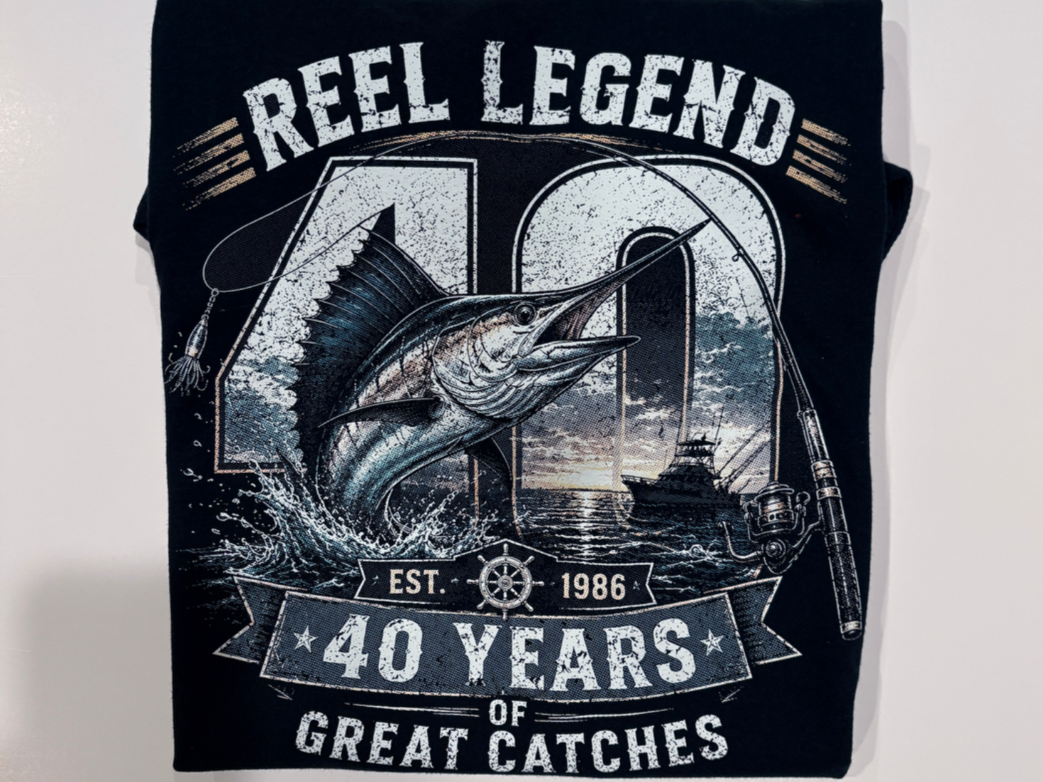 Reel Legend 40th Birthday Fishing Graphic T-Shirt
