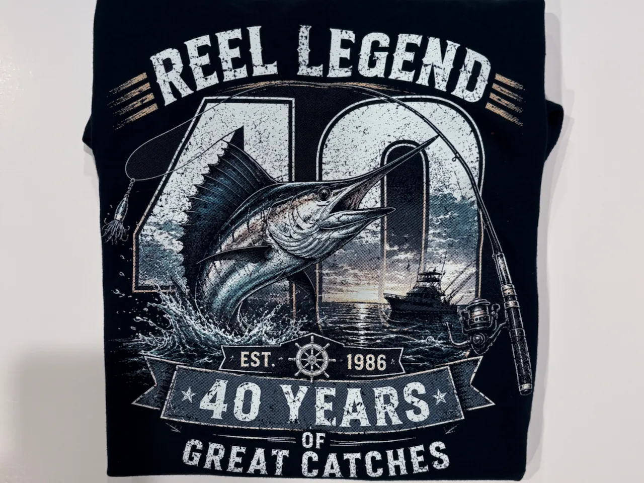 [DTF Printing] Reel Legend 40th Birthday Fishing Graphic T-Shirt