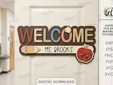 [Laser cut and engrave] Personalized Classroom Signs Bundle. Teacher Name Sign Laser Cut Files. School Welcome Door Hanger. Layered School Decor SVG. Kids. Children