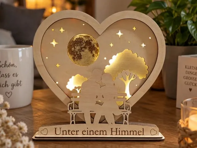 Herz beleuchtet mit Mond