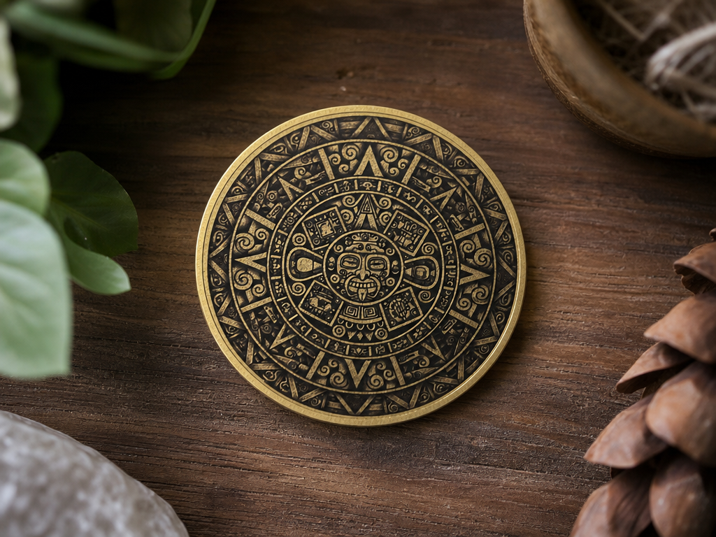 Aztec Sun Calendar Medallion gold coin