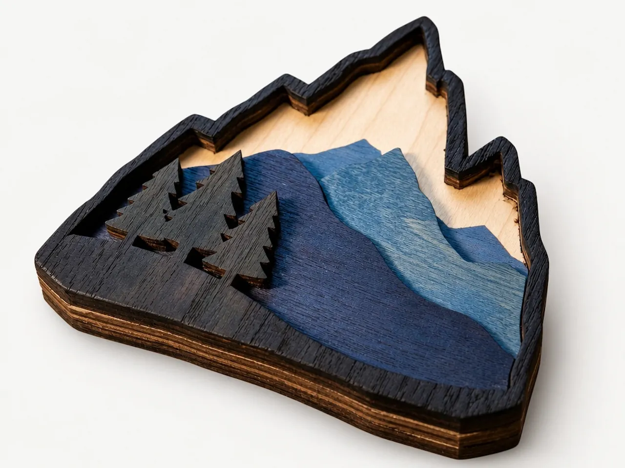 [Laser cut and engrave] Layered Wooden Mountain - layerArt