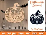 [Laser cut and engrave] Halloween Pumpkin Wall Decor Bundle SVG | 12 Laser Cut Pumpkin Designs | Wooden Halloween Wall Art