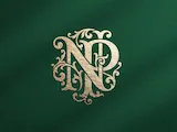 [Laser cut and engrave] Monogramme doré avec lettres NP entrelacées sur fond vert texturé