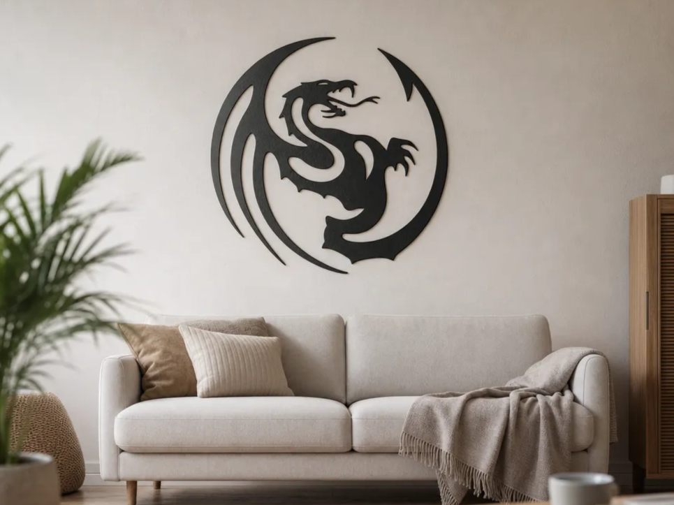 Circular Dragon Wall Art Silhouette